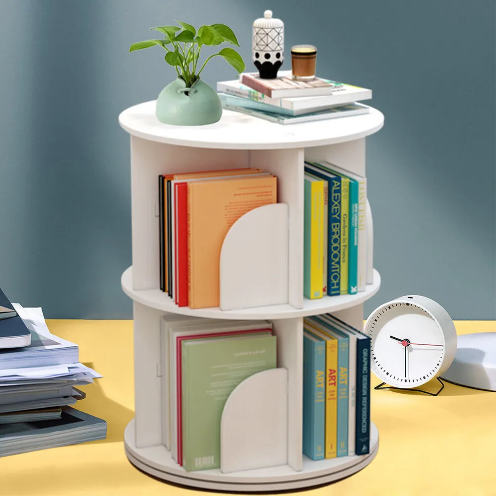 Rotating 2-Tier Bookshelf